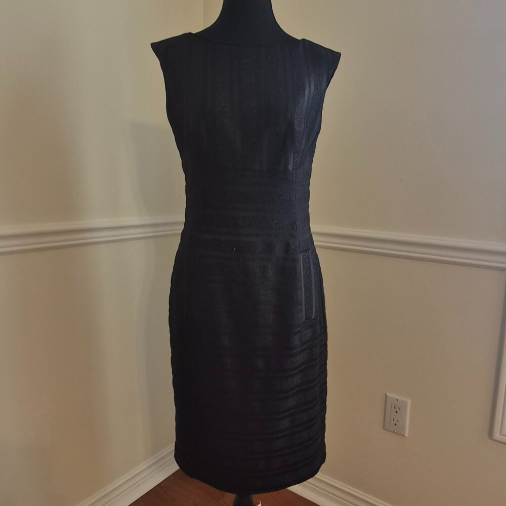 Anne Klein Black Dress with Silver Metallic Thread, Size 4